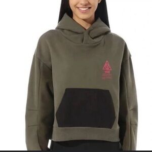 Vans Olive and Black Hoodie with Pink Logo